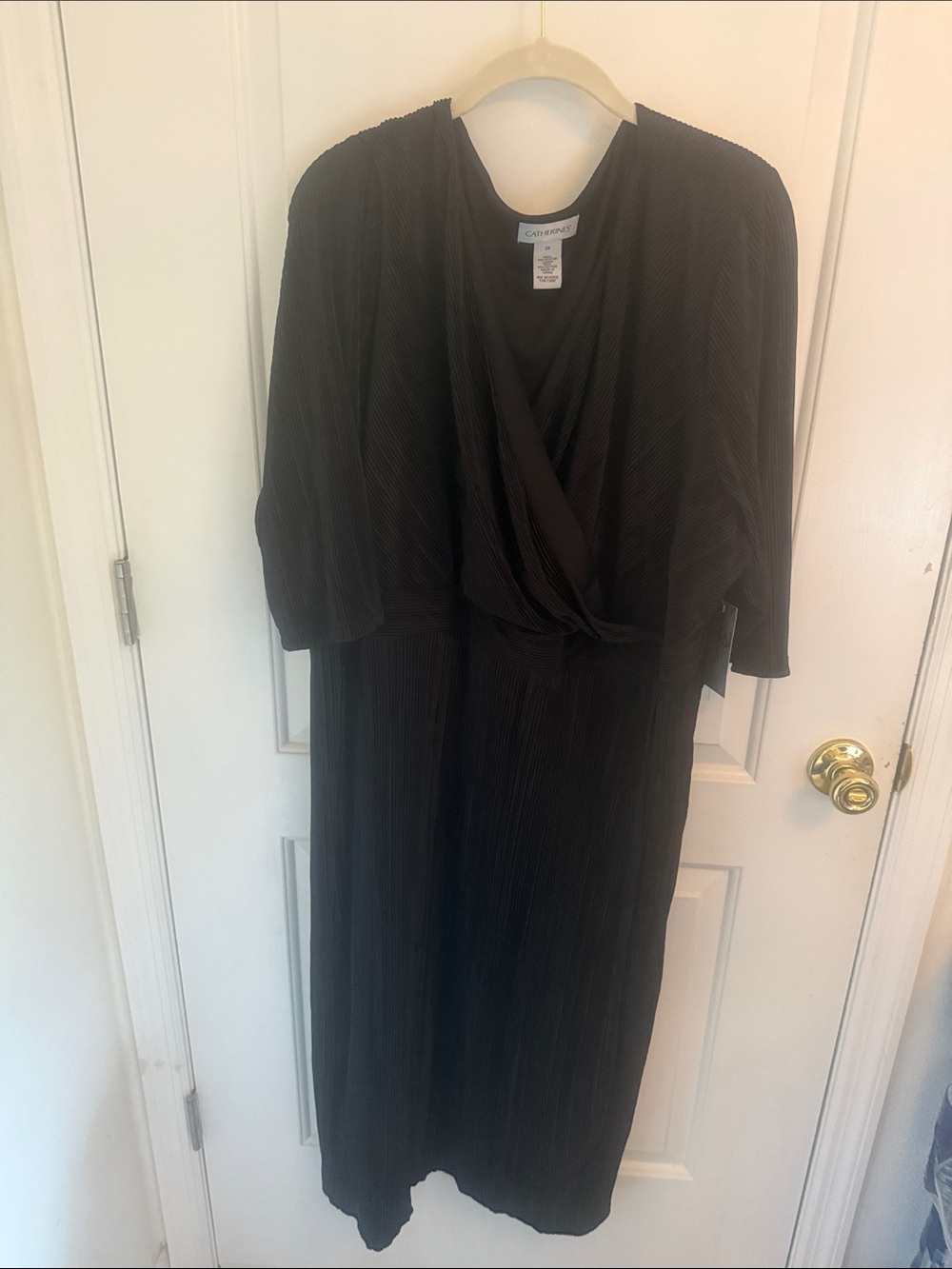 Catherines Black Pleated Midi Wrap Dress